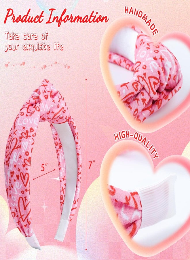 ONENINEDREAM Knotted Headband, 2pcs Top Knot Headbands for Women, Hair Band for Girls, Valentines Day Heart Headband, Pink, Hair Accessories, Wide Headbands, One Size Fits Most - Image 4